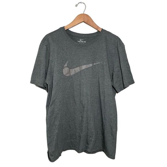 Nike Tee Shirt‎ Mens Large Athletic Cut Swoosh Short Sleeve Gray Greyed Out - Picture 1 of 4